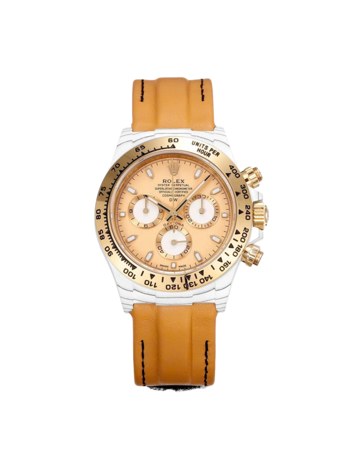 【Super Clone】ROLEX Cosmograph Daytona DIW Golden Essence 40mm Replica 1:1 – Top Quality Version