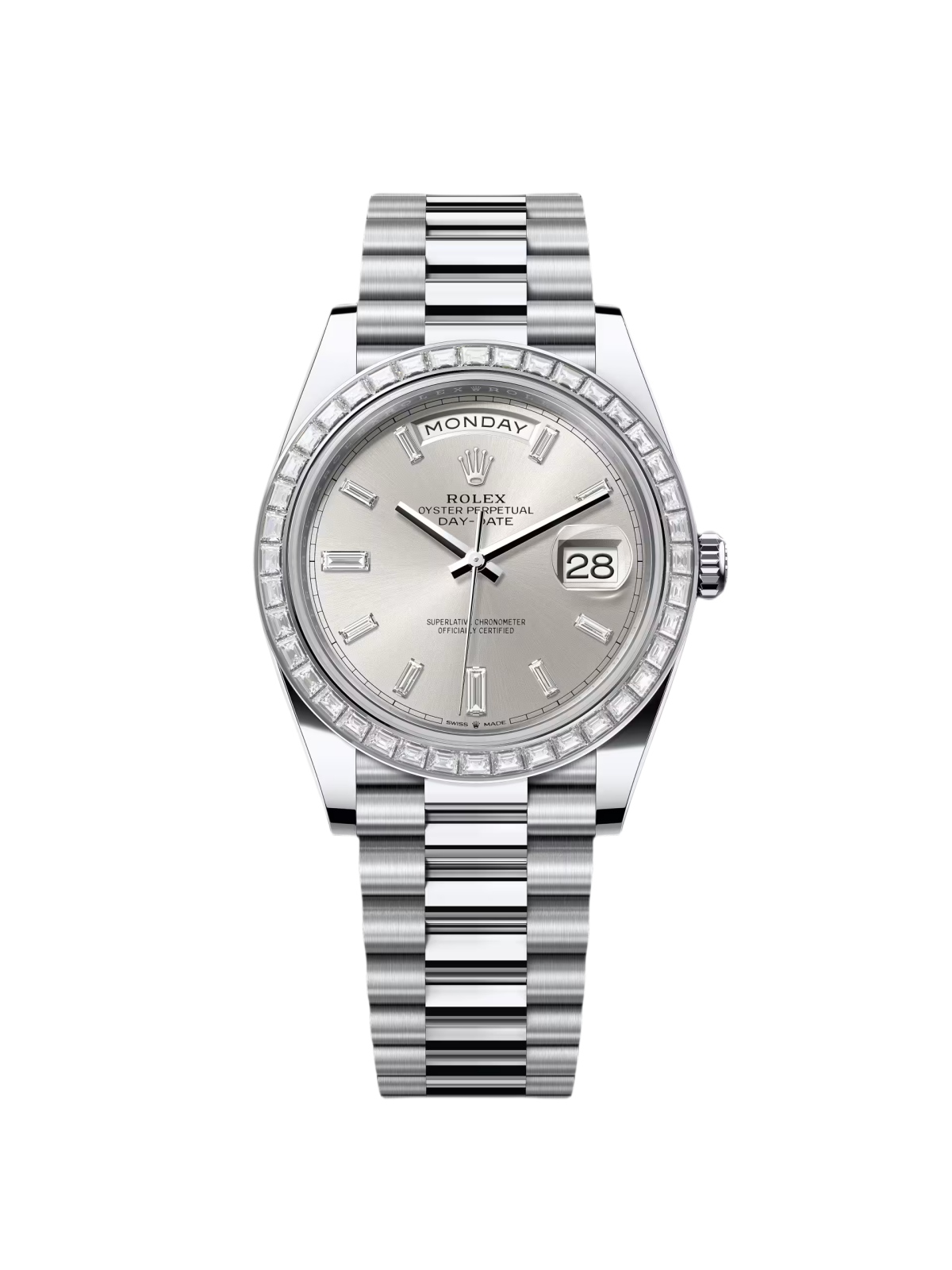 【Super Clone】ROLEX Day-Date 40mm 228396TBR-0011 Silver Diamonds Dial