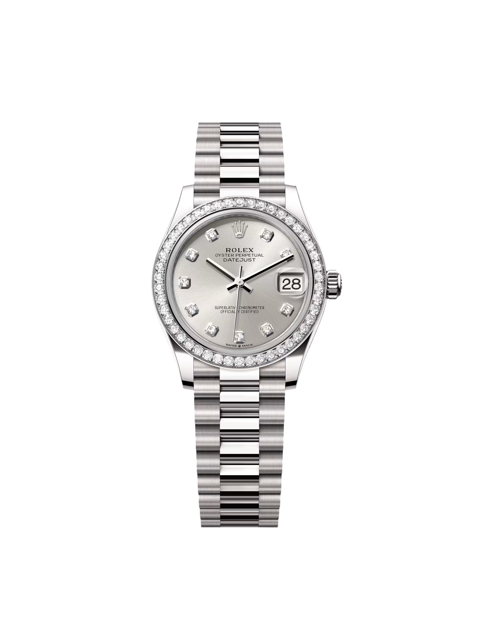【Super Clone】ROLEX Datejust m278289RBR-0021 Silver Dial White Gold President Watch