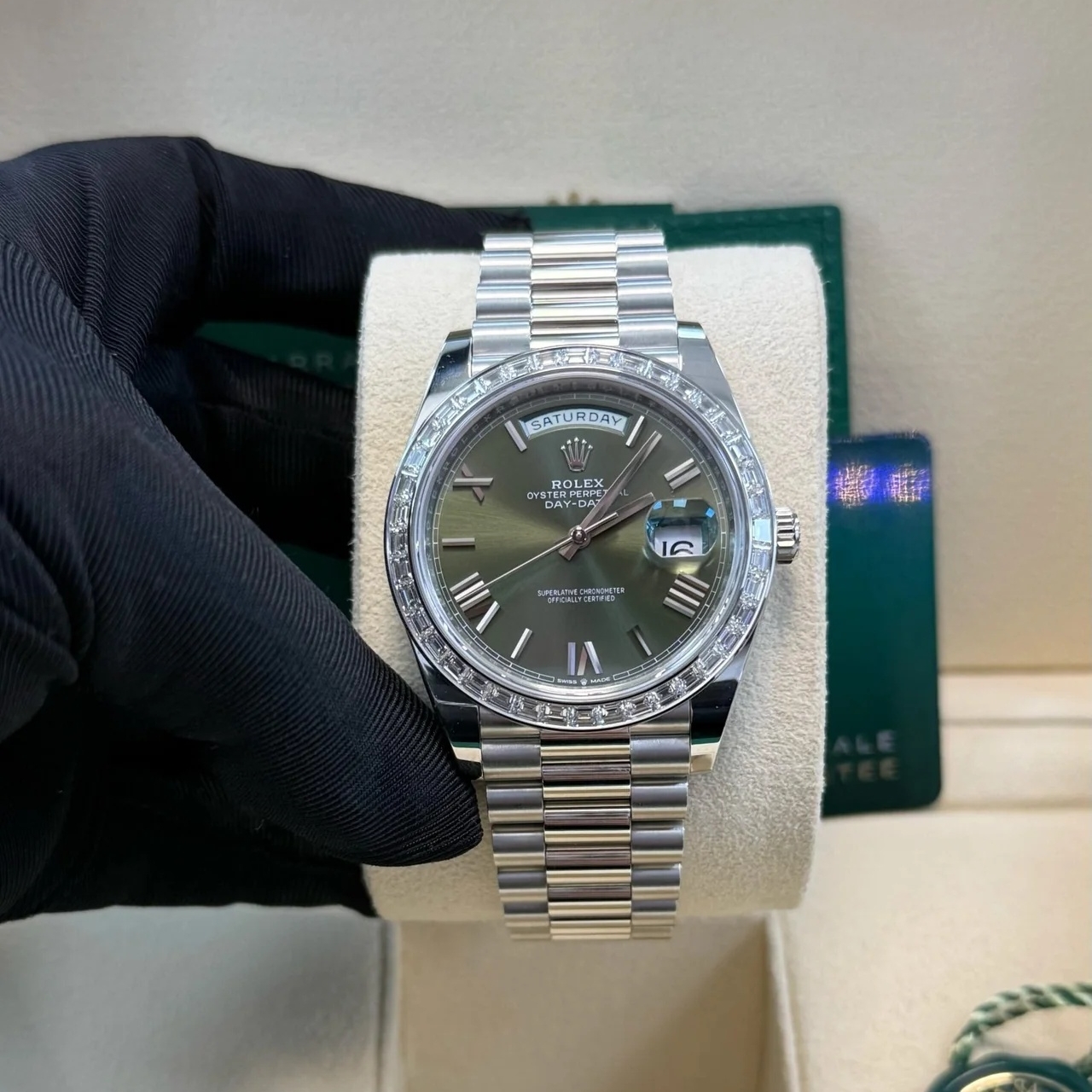 【Super Clone】ROLEX Day-Date 40mm 228396TBR-0020 Green Roman Dial