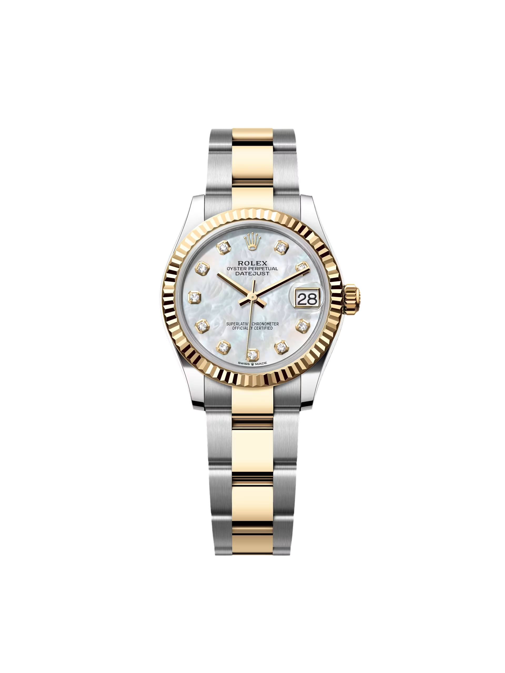 【Super Clone】RLX Datejust m278273-0027/0028 31mm White Mother-of-Pearl Dial Stainless Steel and Yellow Gold Oyster Watch