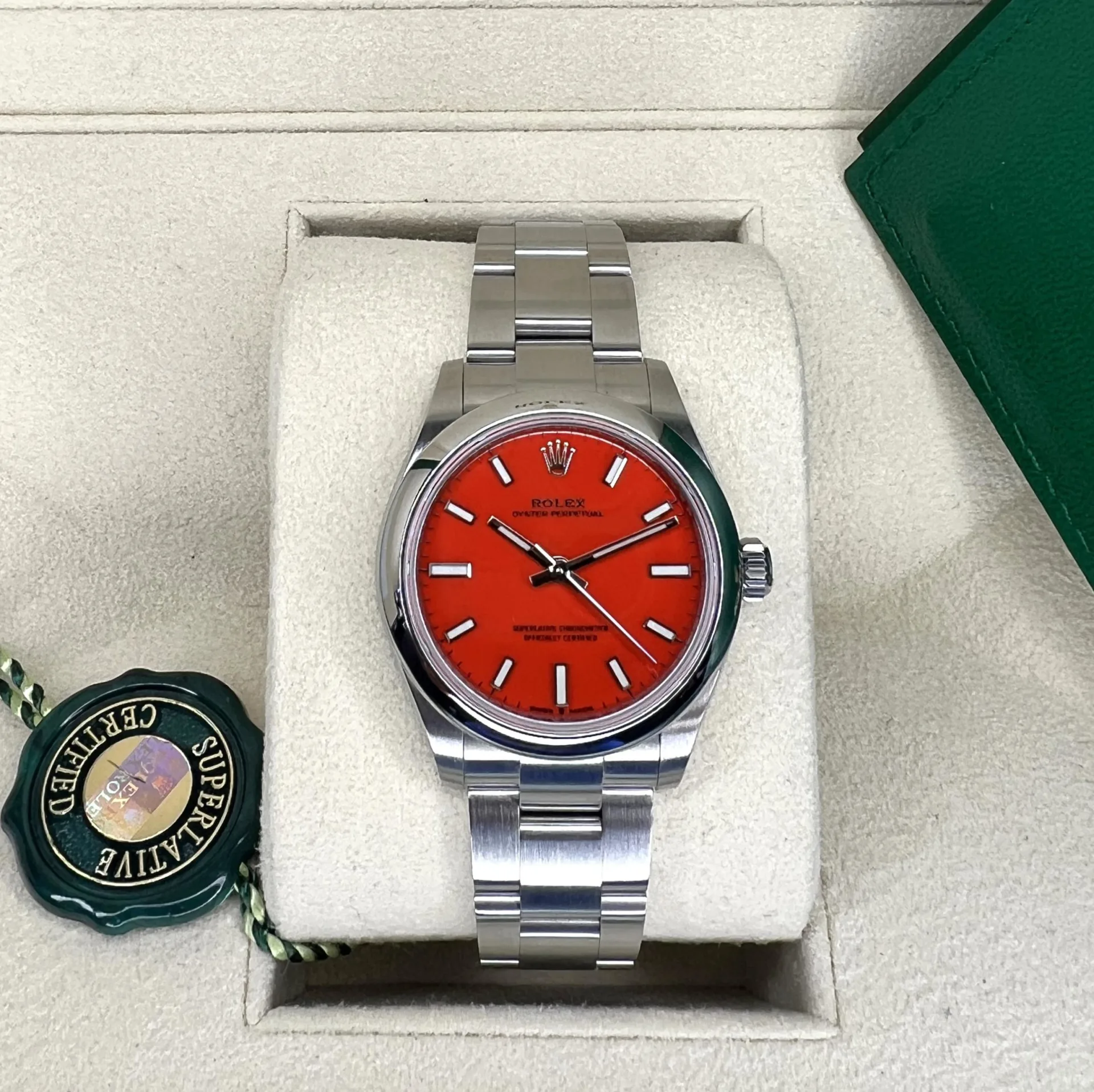 【Super Clone】RLX Oyster Perpetual 31mm 277200-0008 Coral Red Dial Oyster Bracelet Watch
