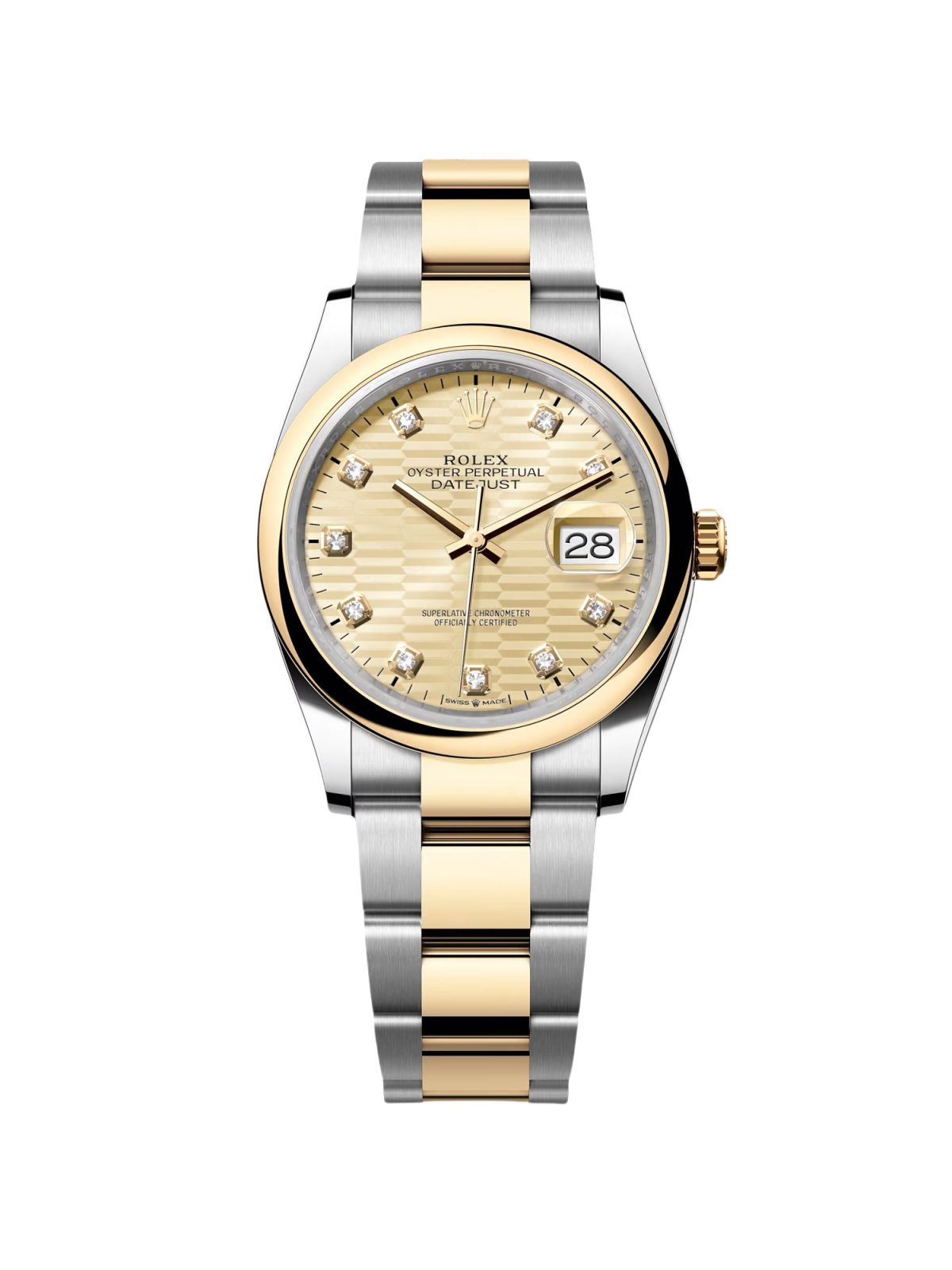 【Super Clone】ROLEX  Datejust 36mm 126203 Golden Fluted Dial Domed Bezel Oyster Bracelet