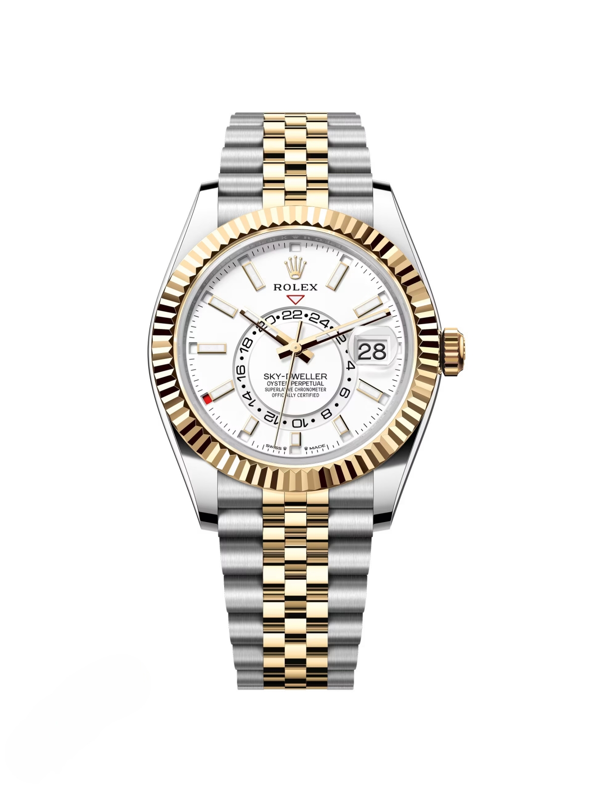 【Super Clone】ROLEX  Sky-Dweller 42mm 336933-0005/0006 Two-Tone Yellow Gold White Dial Oyster