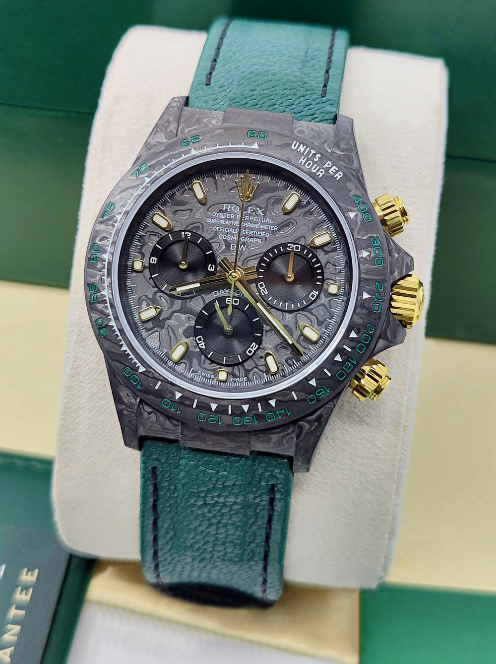 【Super Clone】ROLEX Cosmograph Daytona DIW Carbon Emerald Green Super Clone Swiss Replica Watch | Custom Made Limited Edition |