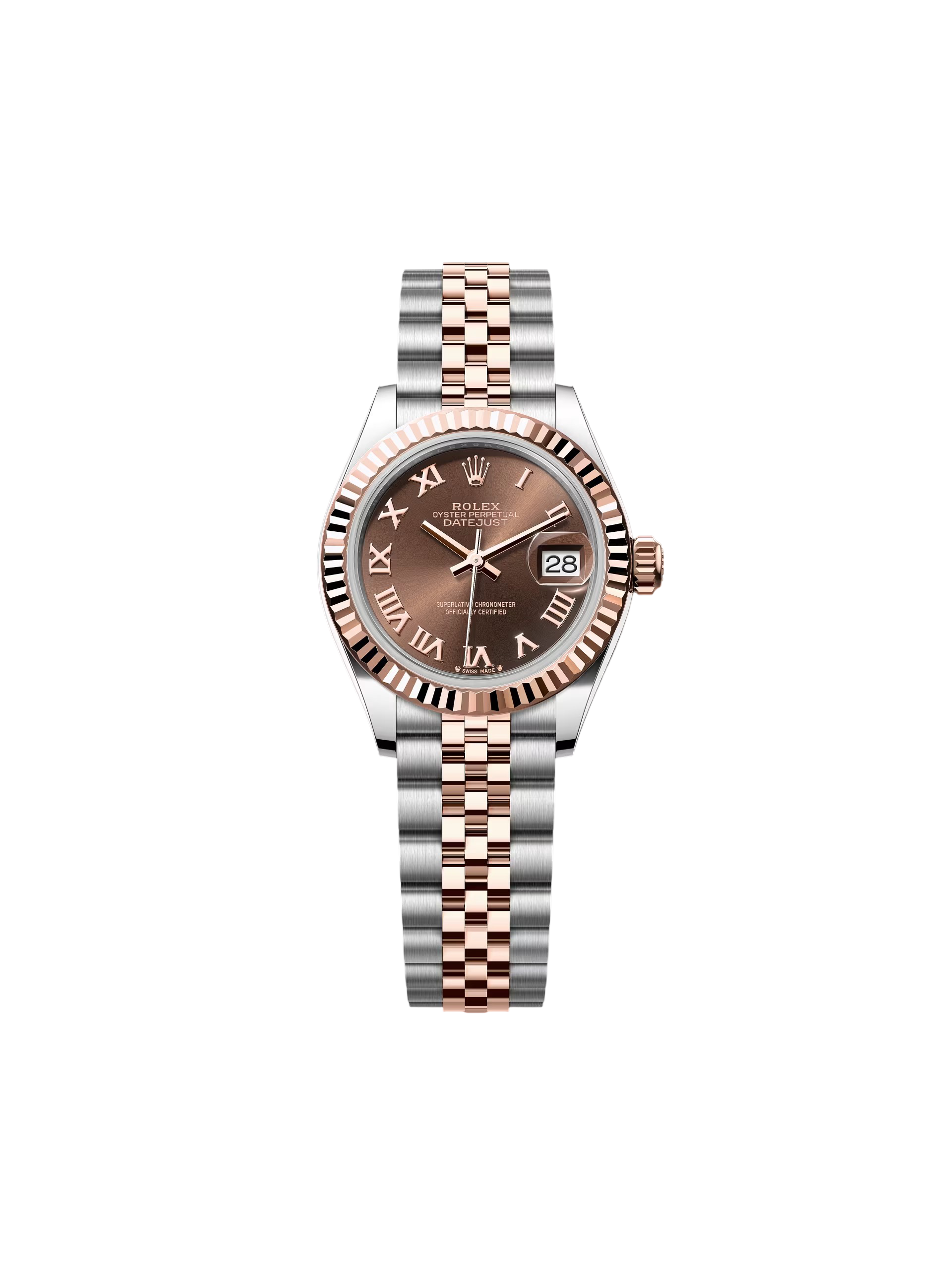 【Super Clone】ROLEX  Lady-Datejust 28mm 279171 Chocolate Roman Oyster Stainless Steel and Rose Gold