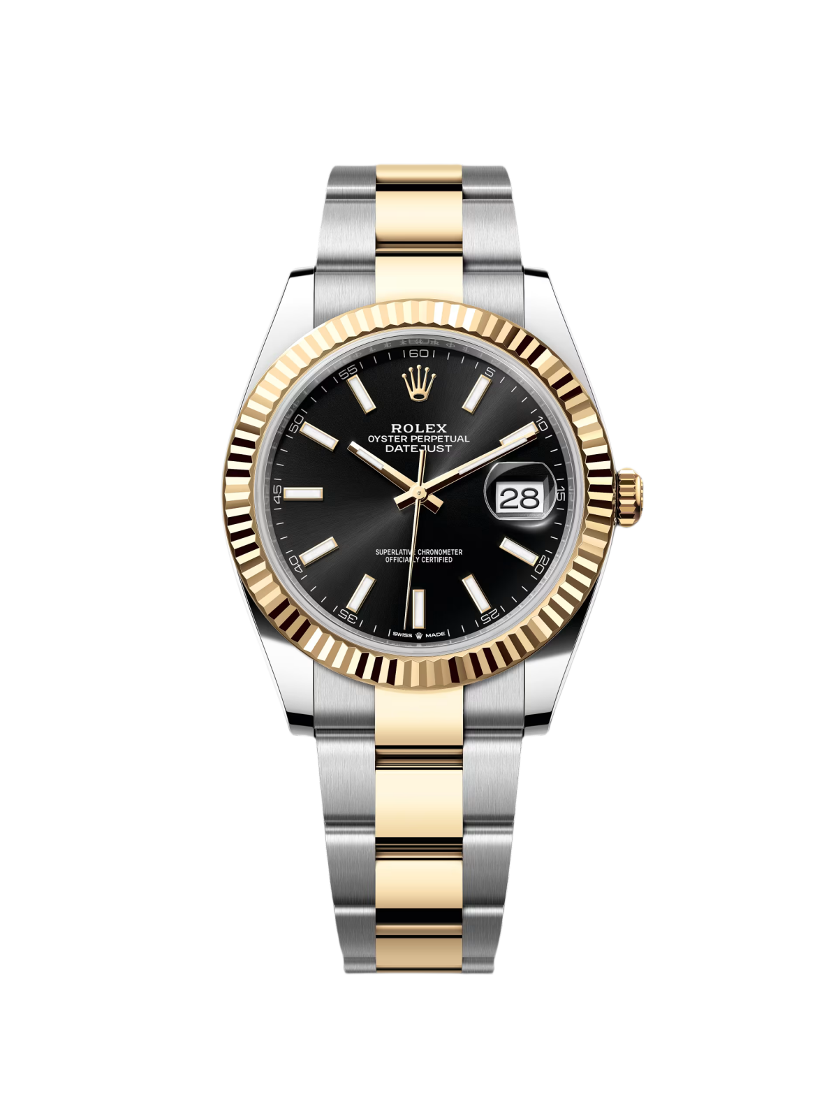 【Super Clone】ROLEX  Datejust 41mm Two-Tone Yellow Gold Fluted Bezel Black Index Dial Jubilee - 126333