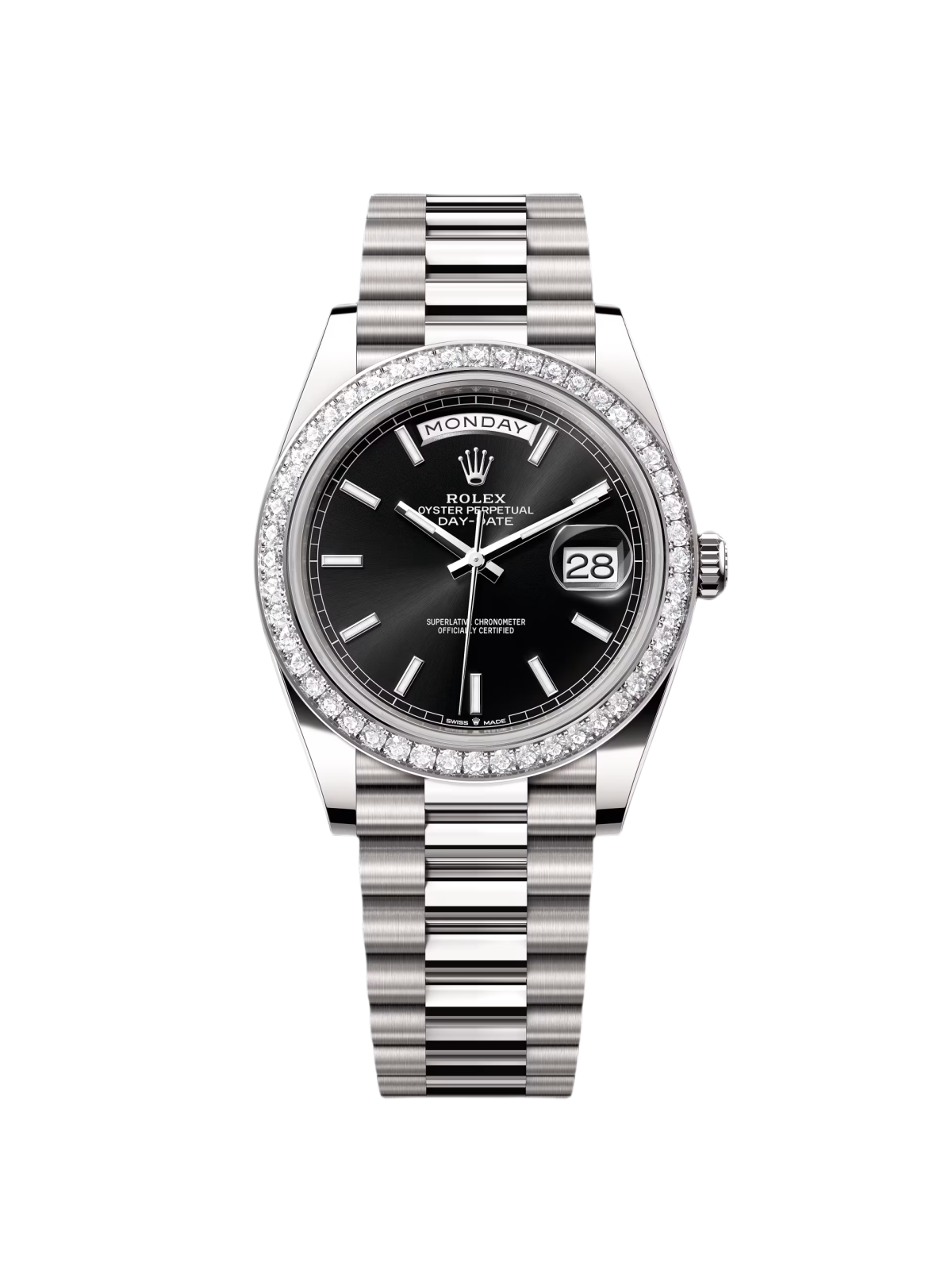 【Super Clone】ROLEX  Day-Date 40mm 228349RBR-0002 Bright Black Dial President Bracelet