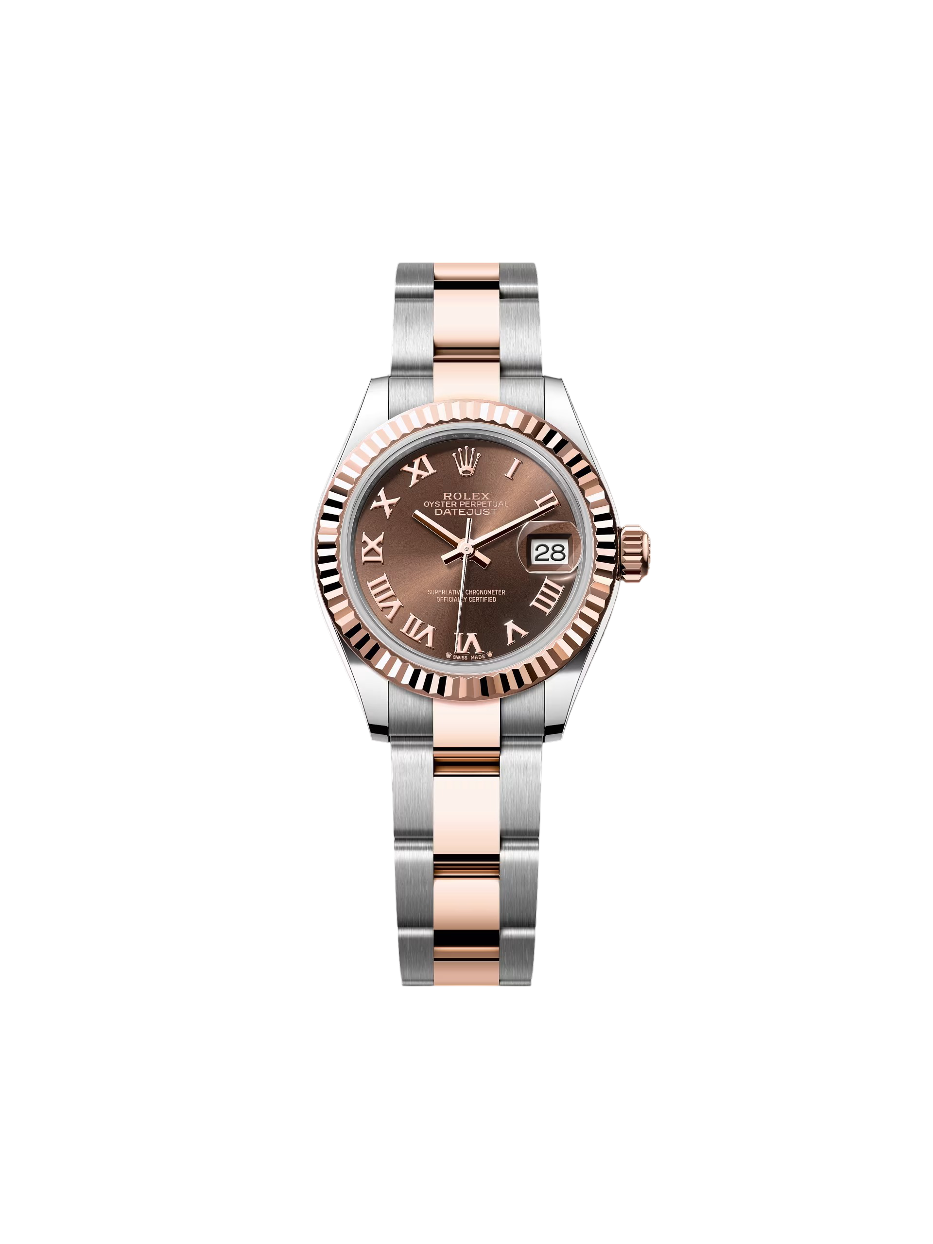 【Super Clone】ROLEX  Lady-Datejust 28mm 279171 Chocolate Roman Oyster Stainless Steel and Rose Gold