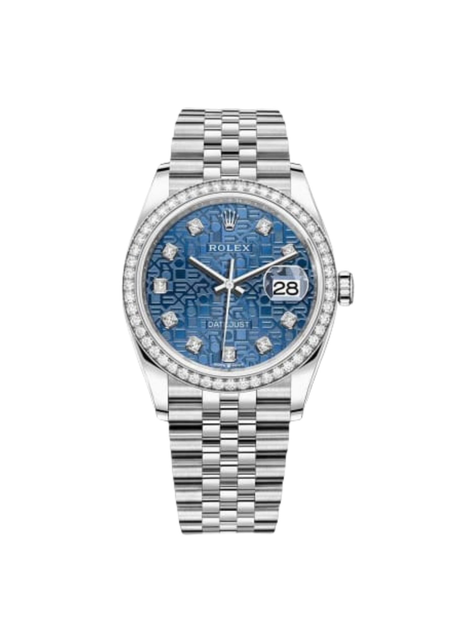 【Super Clone】ROLEX  Datejust 36mm 126284 Blue Jubilee Diamond Dial & Diamond Bezel, Stainless Steel Oyster Bracelet Watch