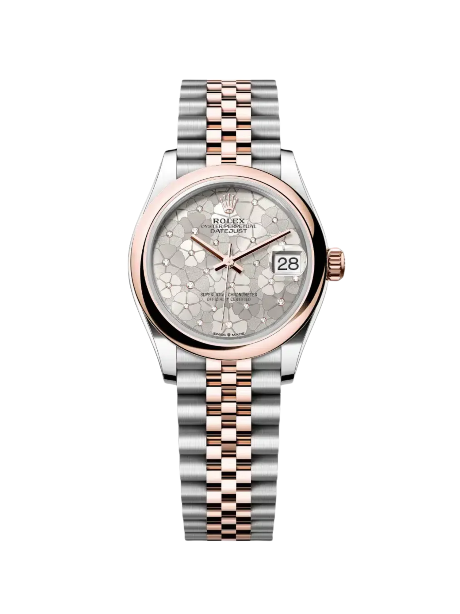【Super Clone】RLX Datejust m278241-0031/0032 31mm  Silver Floral Motif Dial Oyster Bracelet Watch