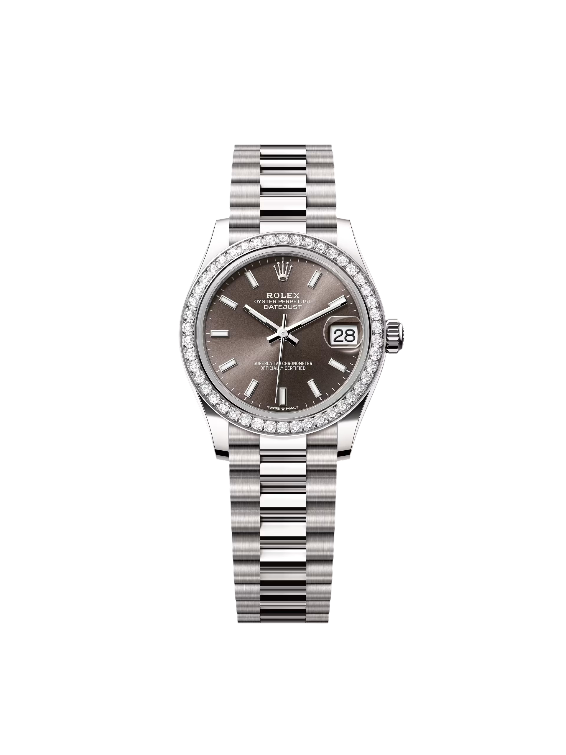 【Super Clone】ROLEX Datejust m278289RBR-0014 Dark Grey Dial White Gold President Watch