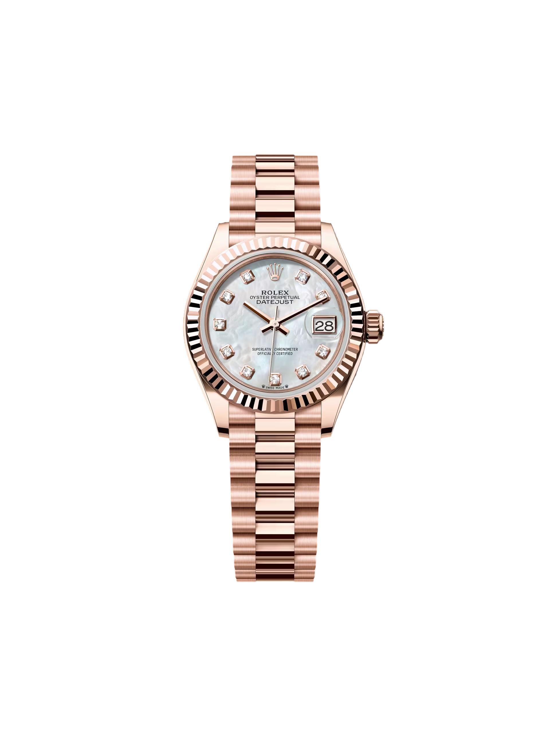 【Super Clone】ROLEX Lady-Datejust 28mm 279175 Mother-of-Pearl Dial President Everose Gold