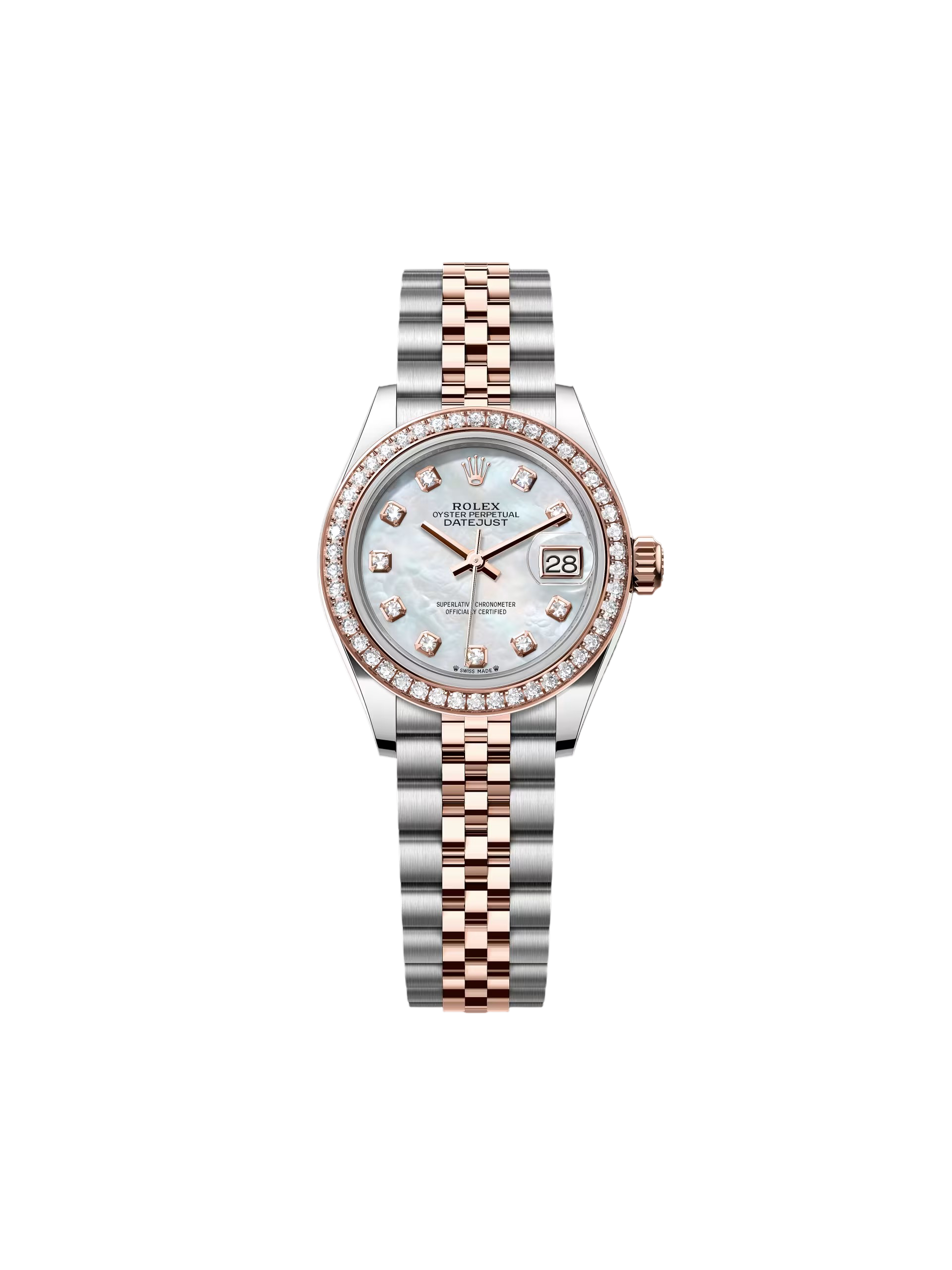 【Super Clone】ROLEX Lady-Datejust 28mm 279381RBR Mother-of-Pearl Diamond Dial Oyster Bracelet
