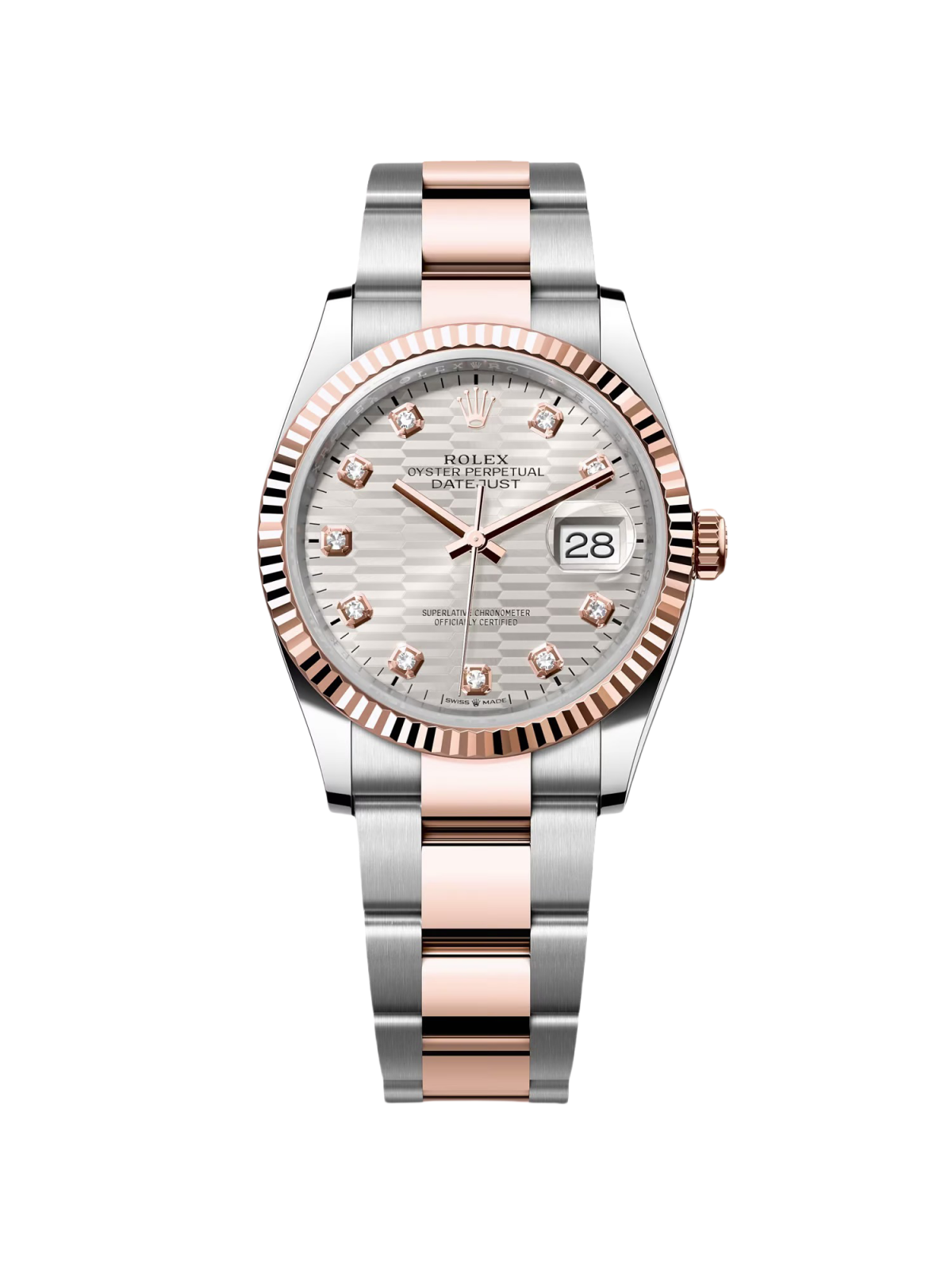 【Super Clone】ROLEX  Datejust 36mm 126231 Silver Fluted Motif Dial Oystersteel and Everose gold Bracelet