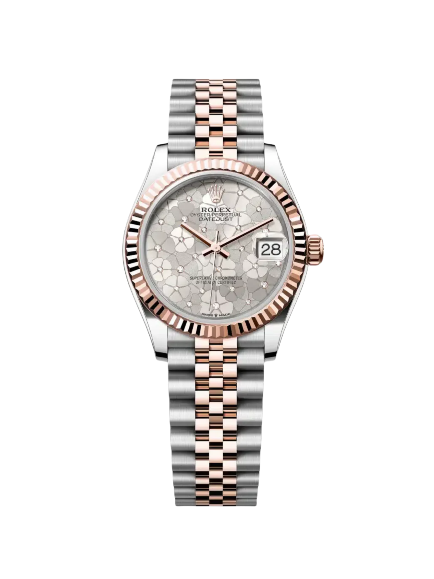 【Super Clone】RLX Datejust m278271-0031/0032 Silver Floral Motif 31mm Dial Oyster Bracelet Watch