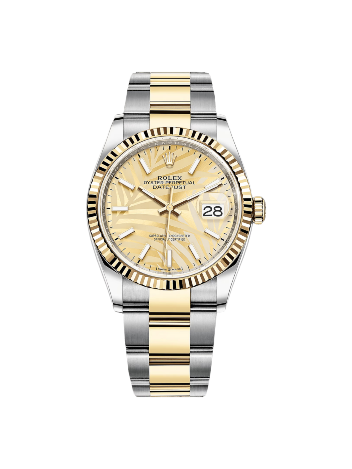 【Super Clone】ROLEX  Datejust 36mm 126233 Golden Palm Motif Dial Jubilee Bracelet Watch
