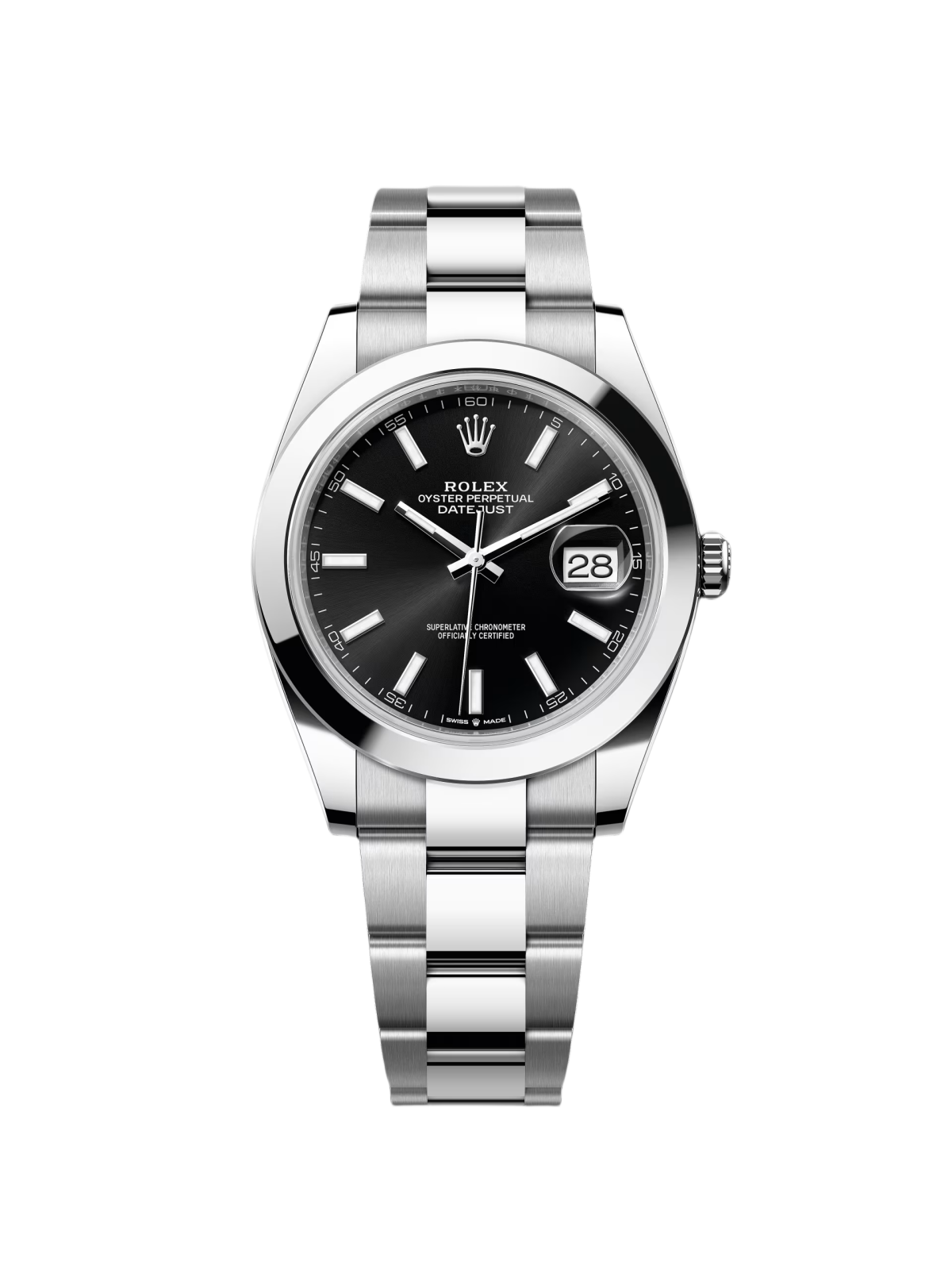 【Super Clone】ROLEX Datejust 41mm 126300 Black Index Oyster 41mm Stainless Steel Watch