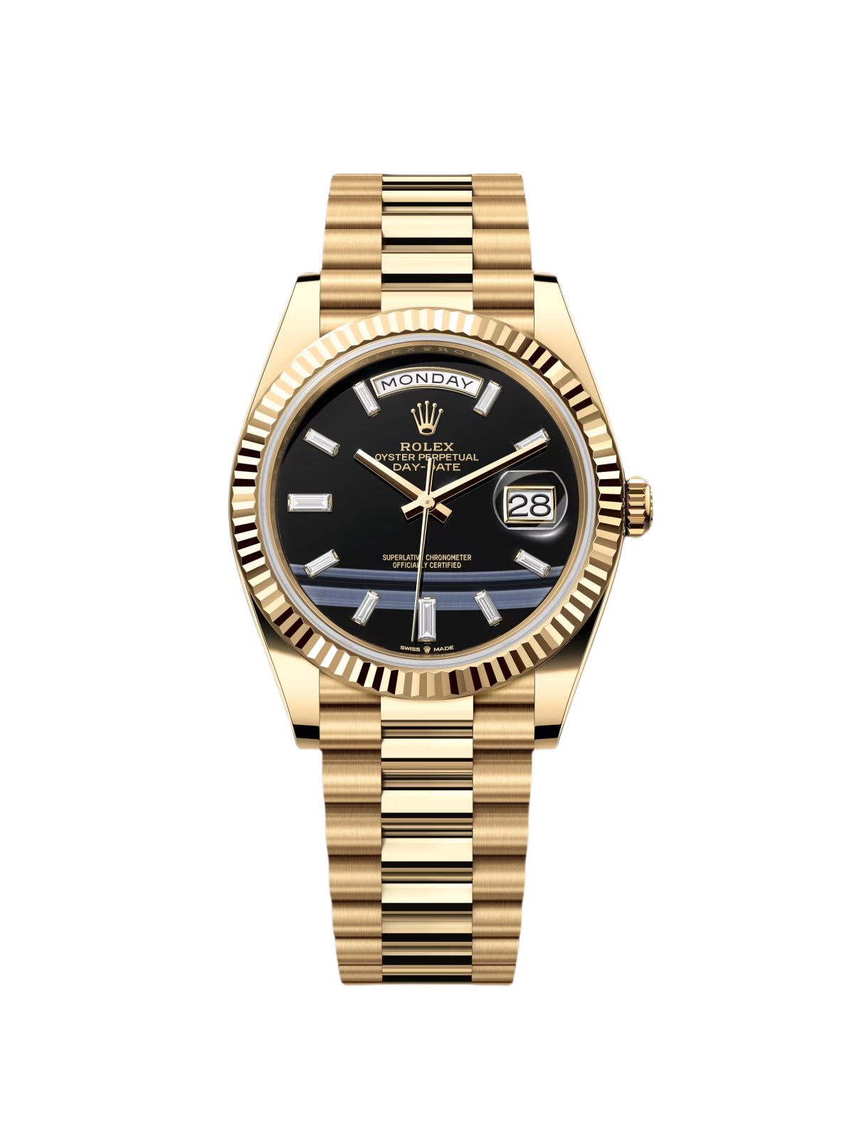 【Super Clone】ROLEX Yellow Gold President Day Date 40mm Onyx Diamond Dial - 228238