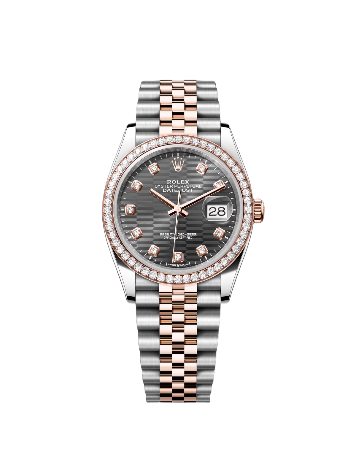 【Super Clone】ROLEX  Datejust 36mm 126281 Slate Fluted Motif Diamond Dial Diamond Bezel and Oyster Bracelet