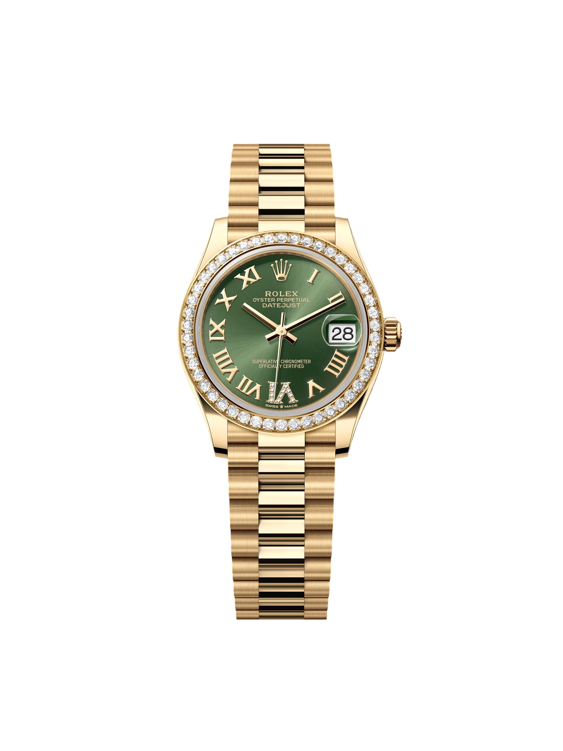 【Super Clone】ROLEX  Datejust m278288RBR-0024 Olive Green 31mm Dial President Bracelet Watch