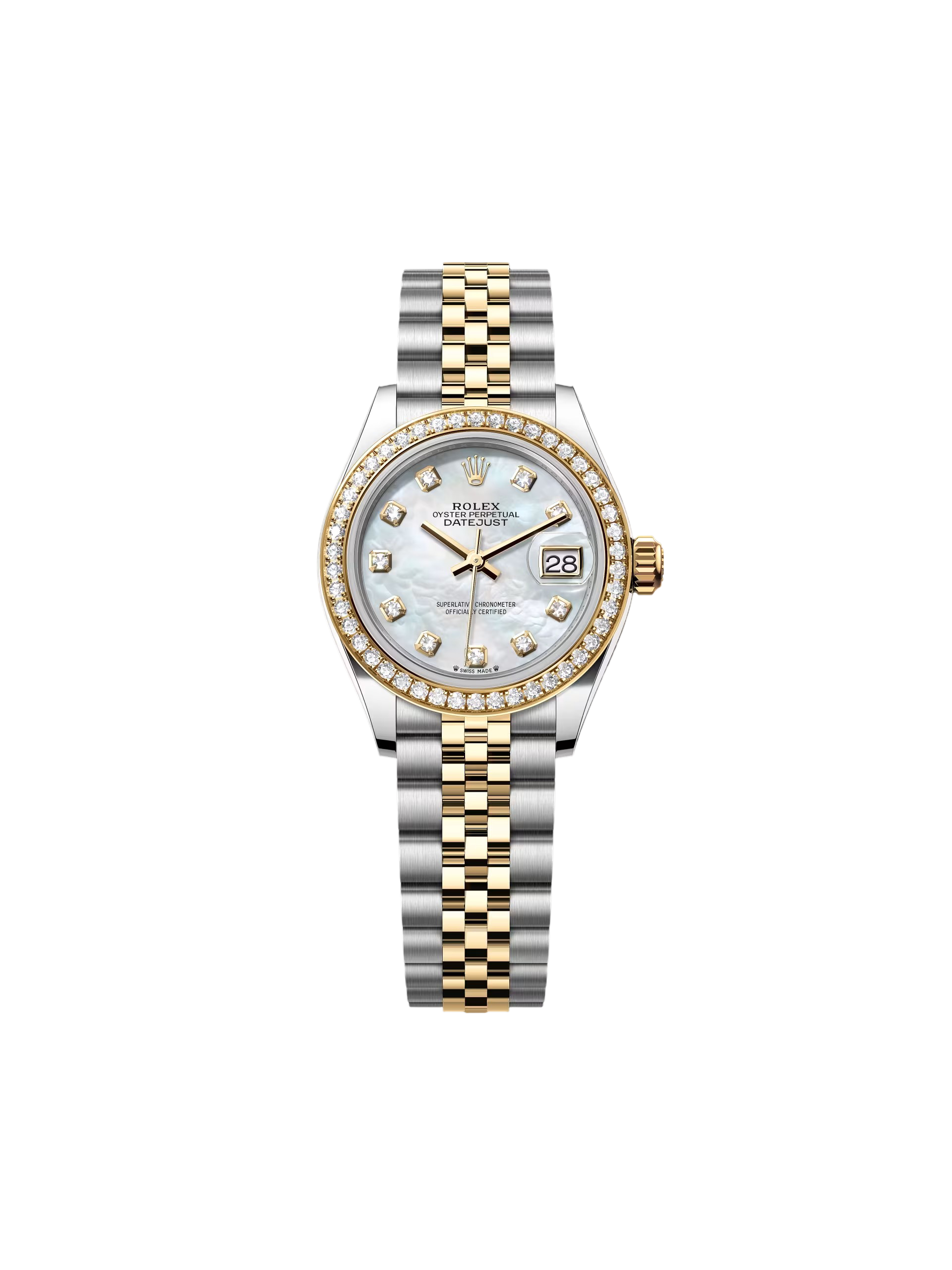 【Super Clone】ROLEX Lady-Datejust 28mm 279383RBR Mother-of-Pearl Dial Yellow Rolesor Oyster Bracelet