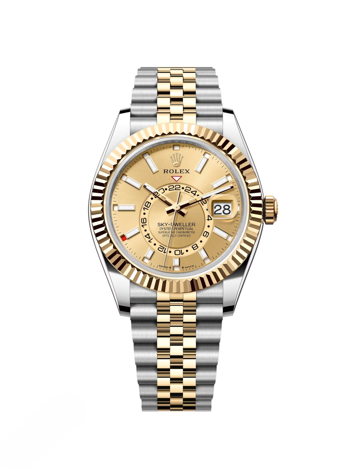 【Super Clone】ROLEX  Sky-Dweller 42mm 336933-0001/0002 Two-Tone Yellow Gold Champagne Dial Oyster