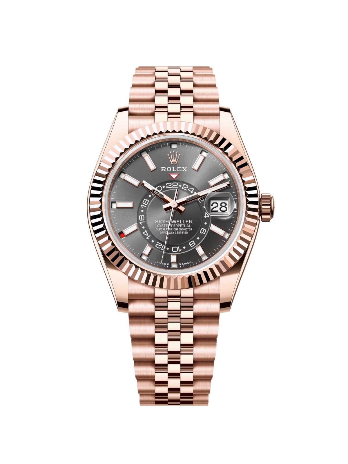 【Super Clone】ROLEX  Sky-Dweller 42mm 336935-0004/0008 Rose Gold Rhodium Dial Oyster