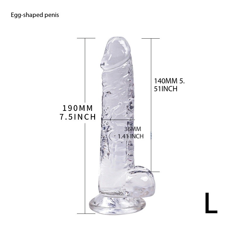Crystal transparent egg-shaped phallic toy made of TPE material