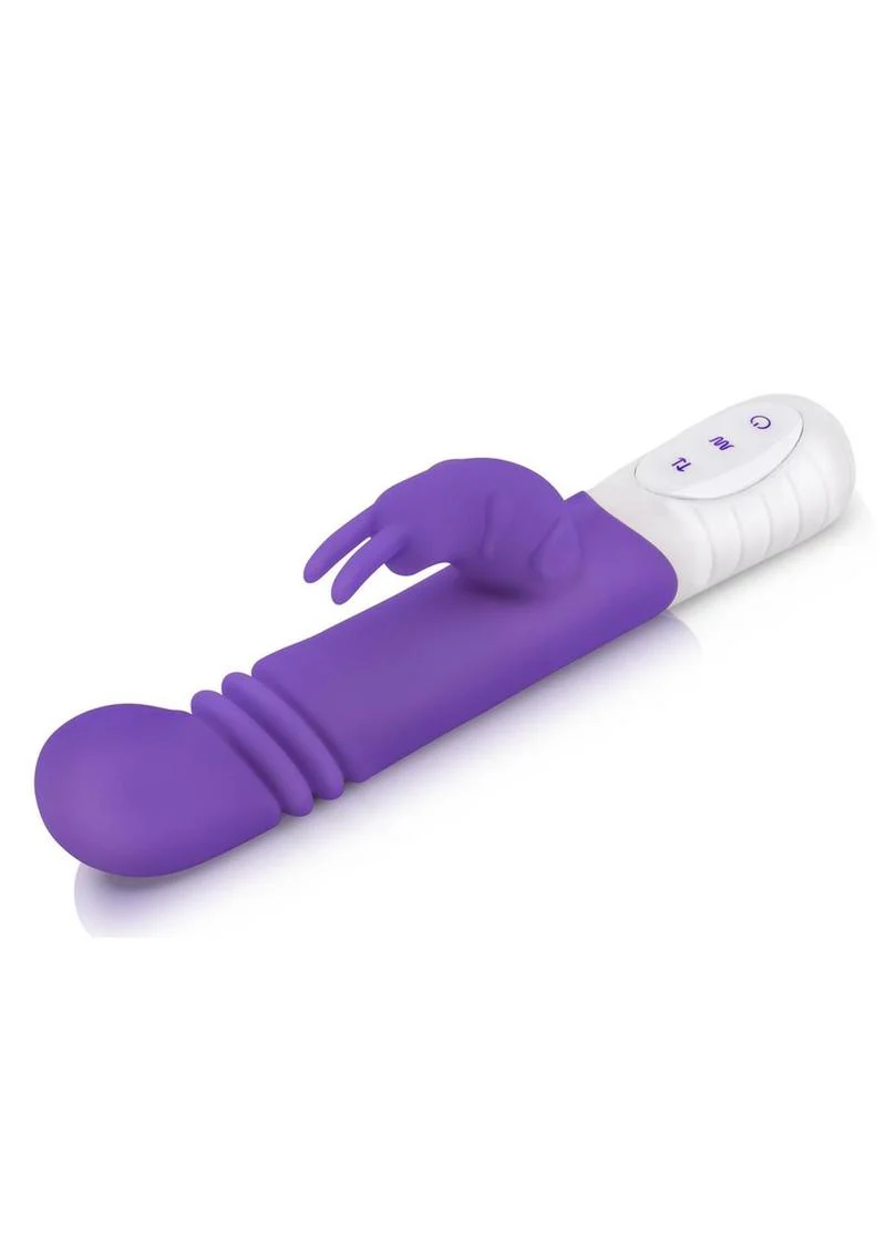 Rabbit Essentials Silicone Rechargeable Slim Shaft Thrusting G-Spot Rabbit Vibrator