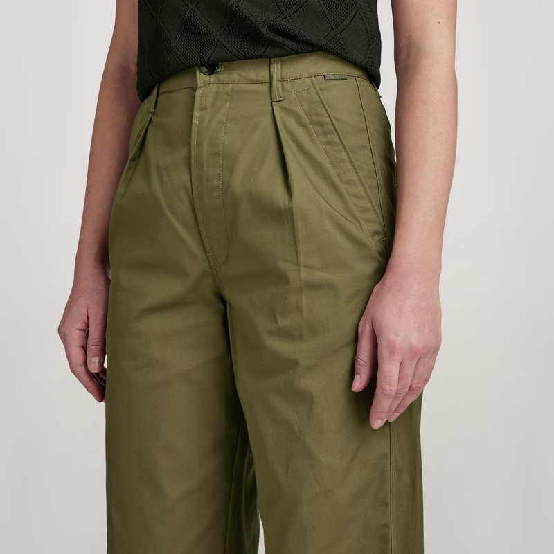 Pleated High Waist Chino