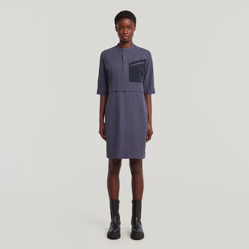 Half Placket Shirt Dress