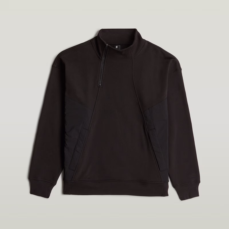 Fabric Mix Half Zip Sweater