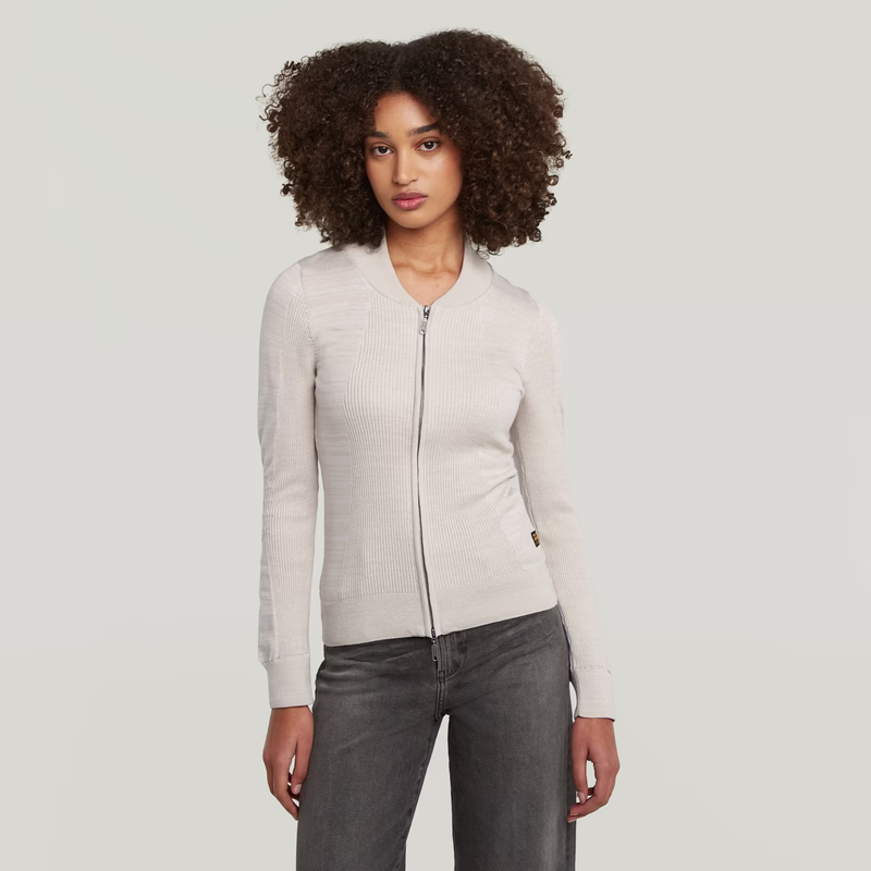 3D Biker Knit Slim Full Zip Knit