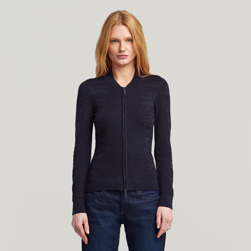 3D Biker Knit Slim Full Zip Knit