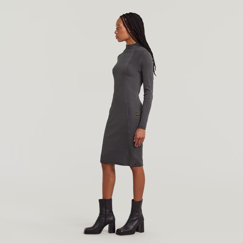 Washed Slim Rib Dress