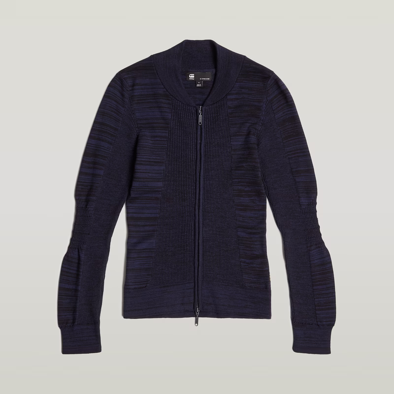 3D Biker Knit Slim Full Zip Knit
