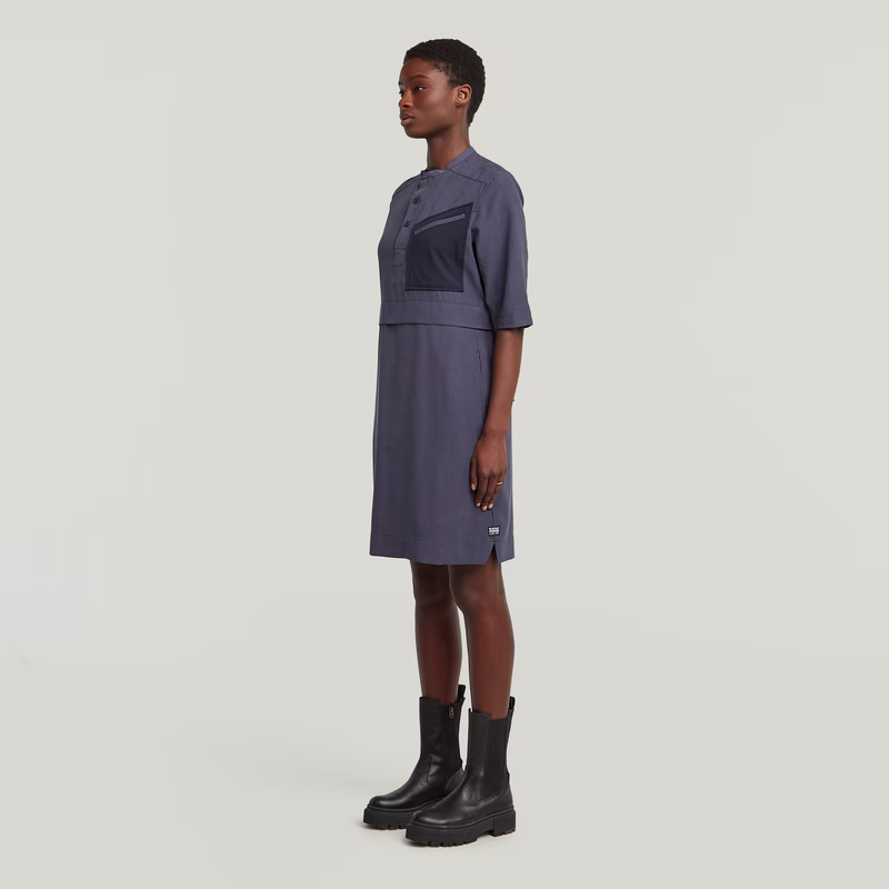 Half Placket Shirt Dress