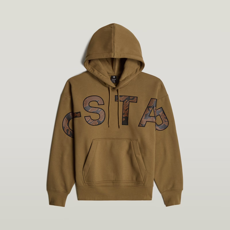 Embro Print Loose Hooded Sweater