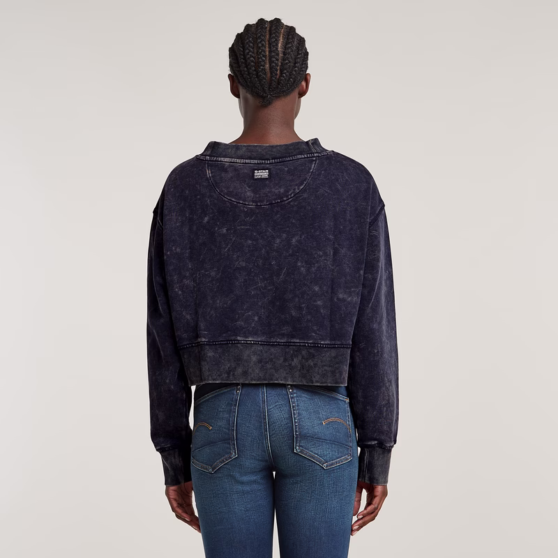Overdyed Cropped Logo Loose Sweater