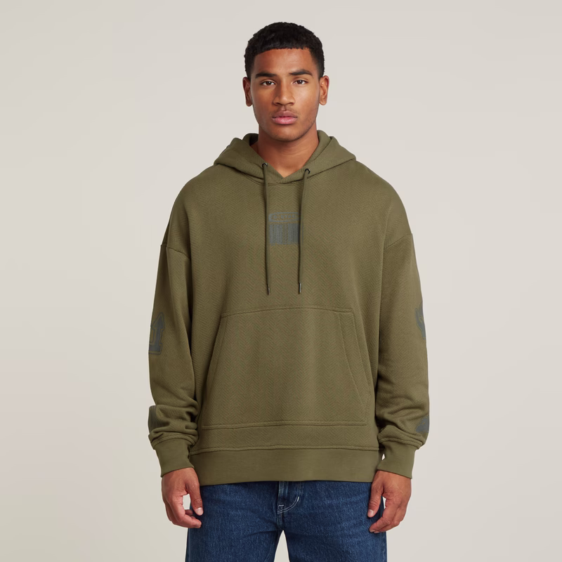 Multi Logo Loose Hooded Sweater