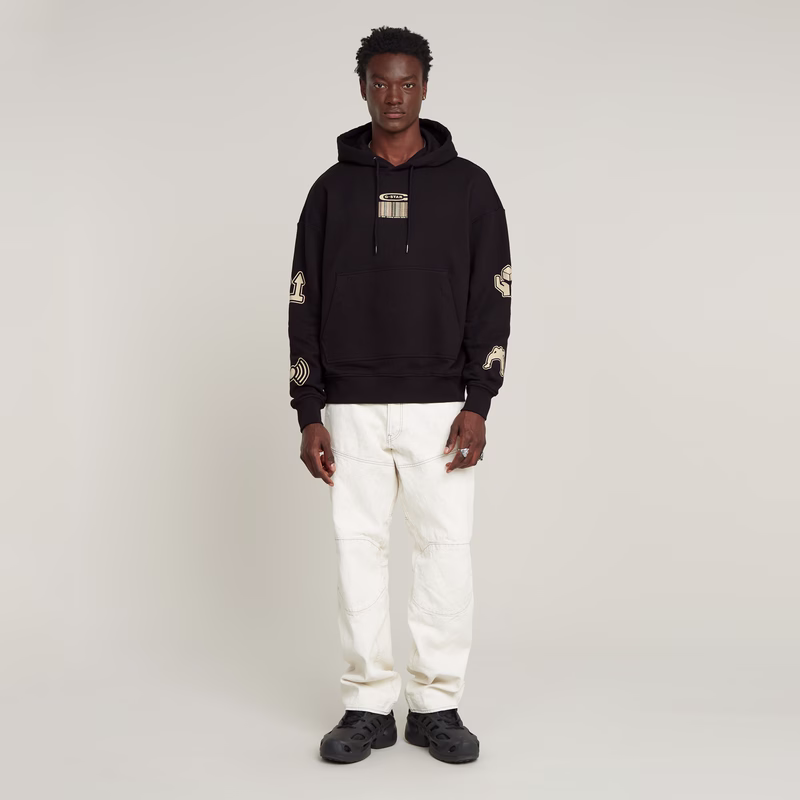 Multi Logo Loose Hooded Sweater