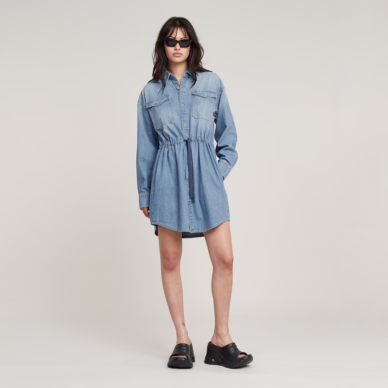 Relaxed Drawcord Denim Dress