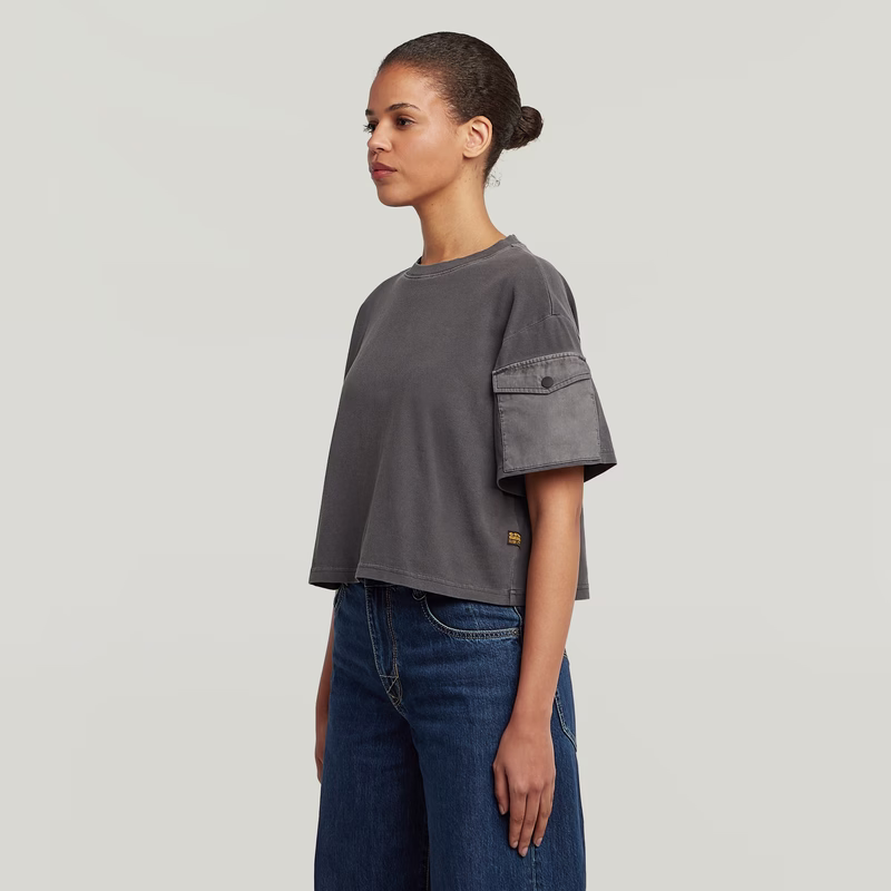 Washed Mix Boxy Cropped T-Shirt