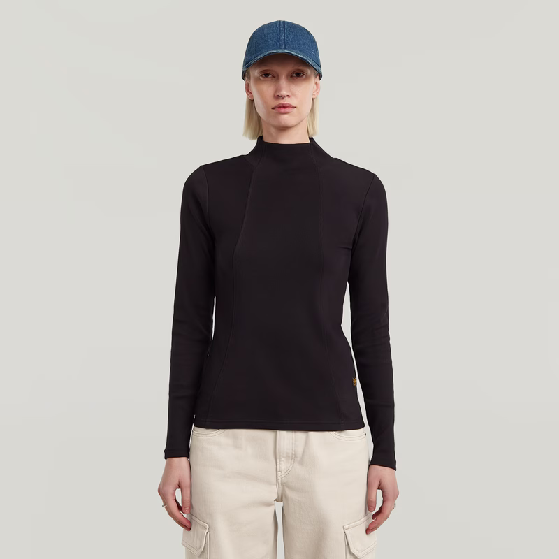 A-Line Slim Rib Mock T-Shirt