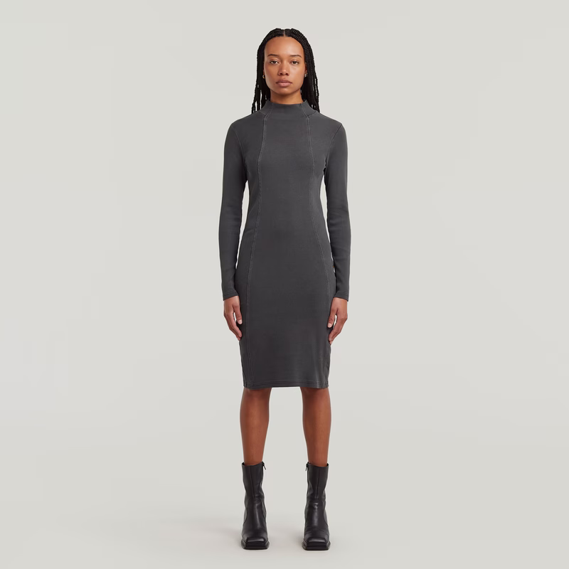 Washed Slim Rib Dress