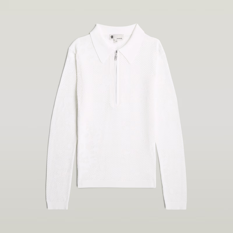 Pointelle Slim Polo Knit