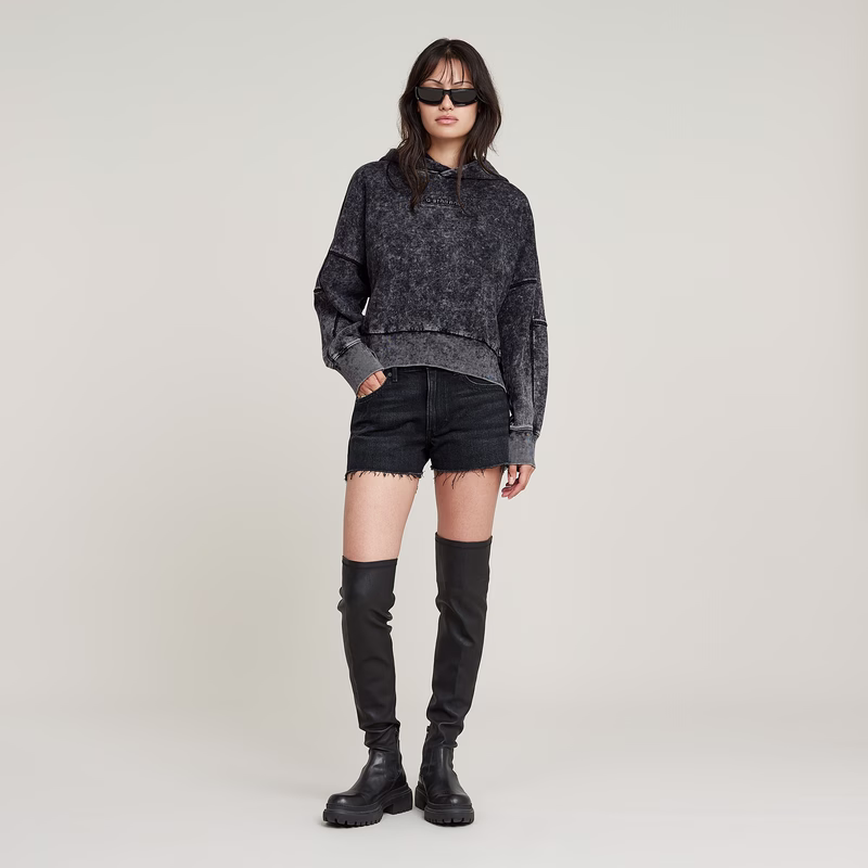 Embossed Oversized Hooded Sweater