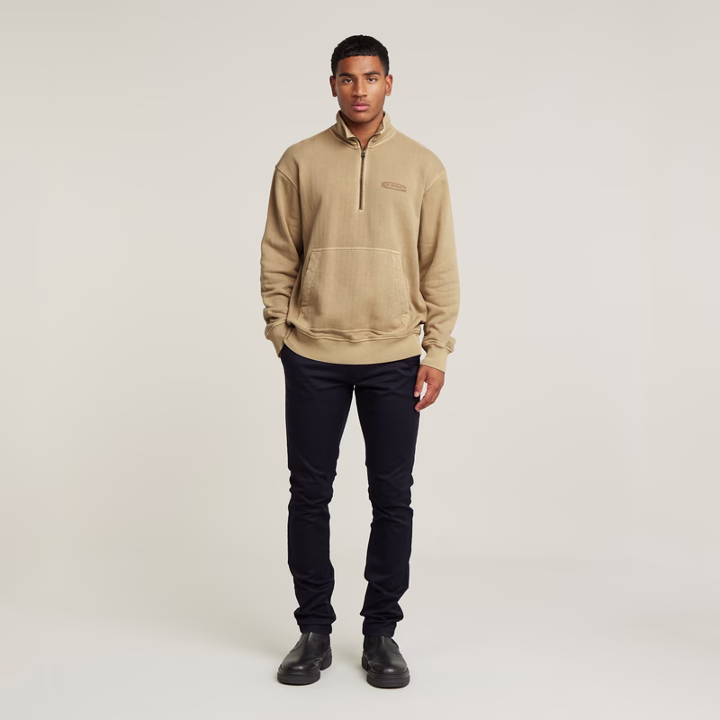 Washed Half Zip Relaxed Sweater