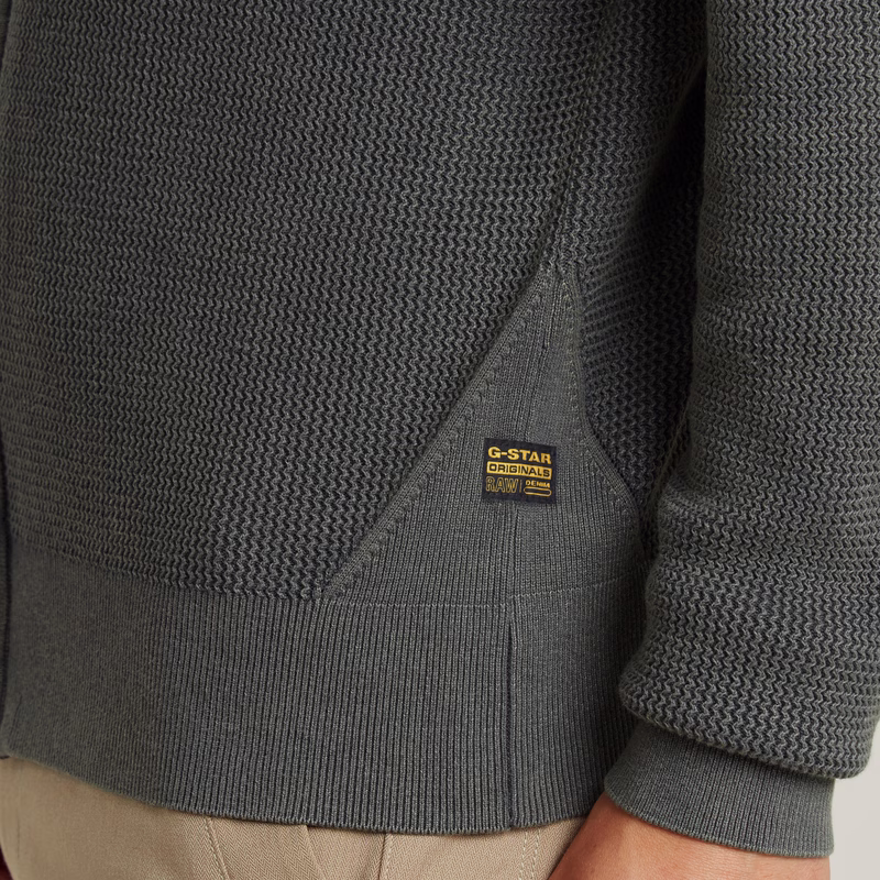 Serrated Full Zip Knitted Cardigan